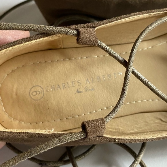 Charles Albert Shoes Women’s Size 9 Flats Lace Up The Ankle - Picture 5 of 8